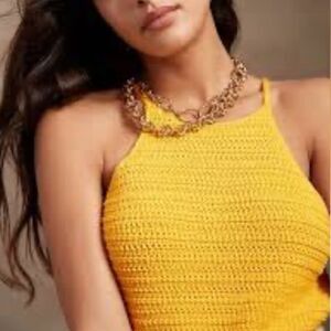Yellow Crochet tank Top